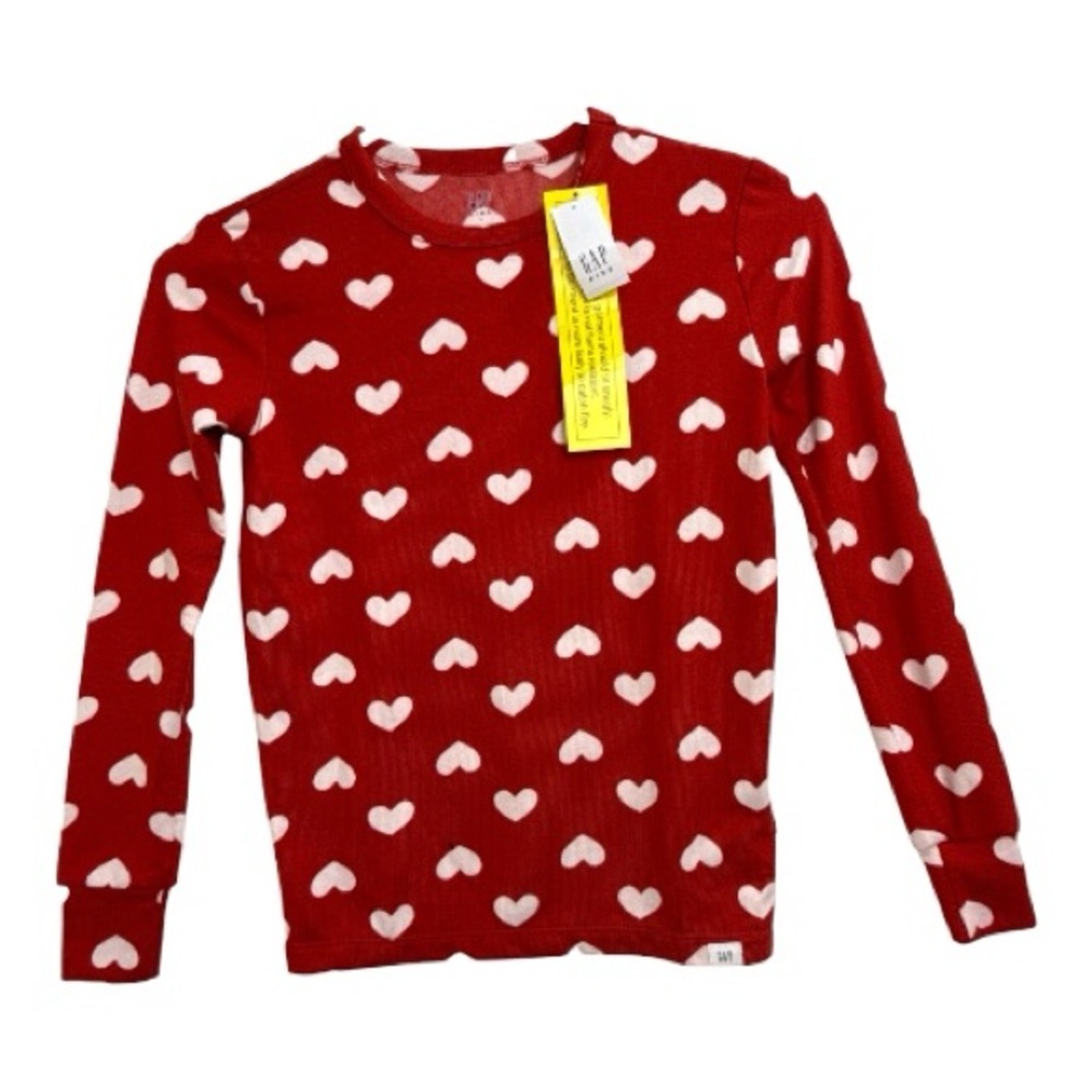 GAP Kids Red Heart Print Long Sleeve Top | New With Tags | Size 10